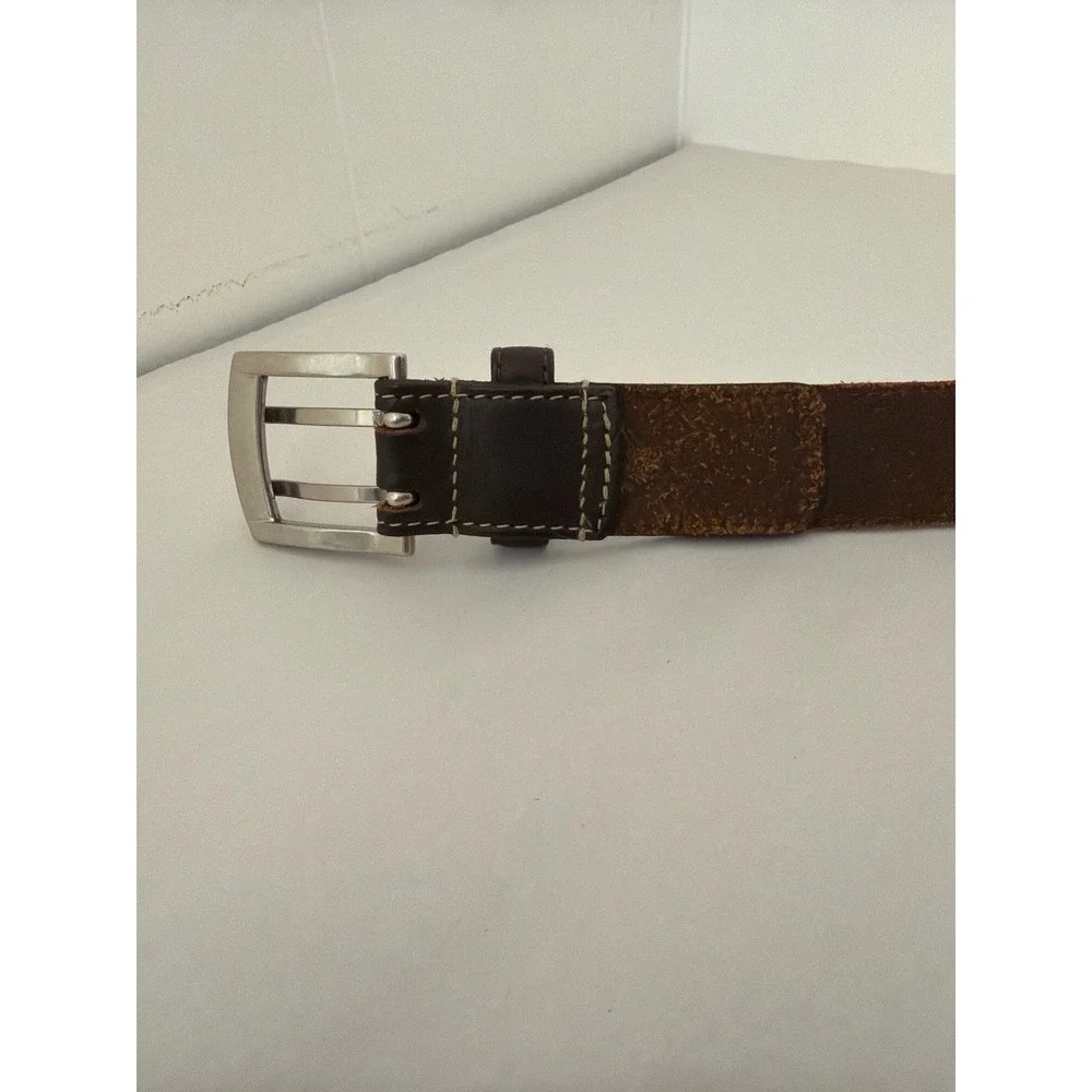 Leather Belt Mens 42‎ Brown Double Prong Thick Suede Inlay 1.25in Western